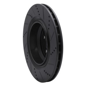 Chrysler 300 Brake Rotor (1) - Rear Left - R1 Concepts - Drilled & Slotted - Black - `05-`23